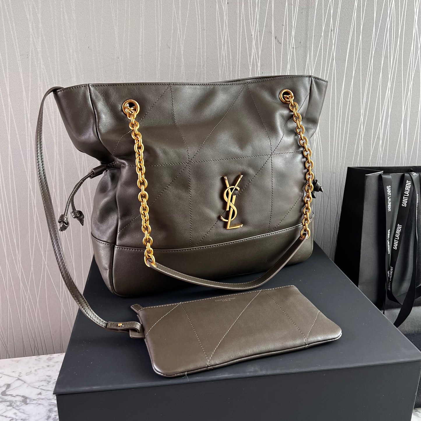 Bolso Y piel color gris