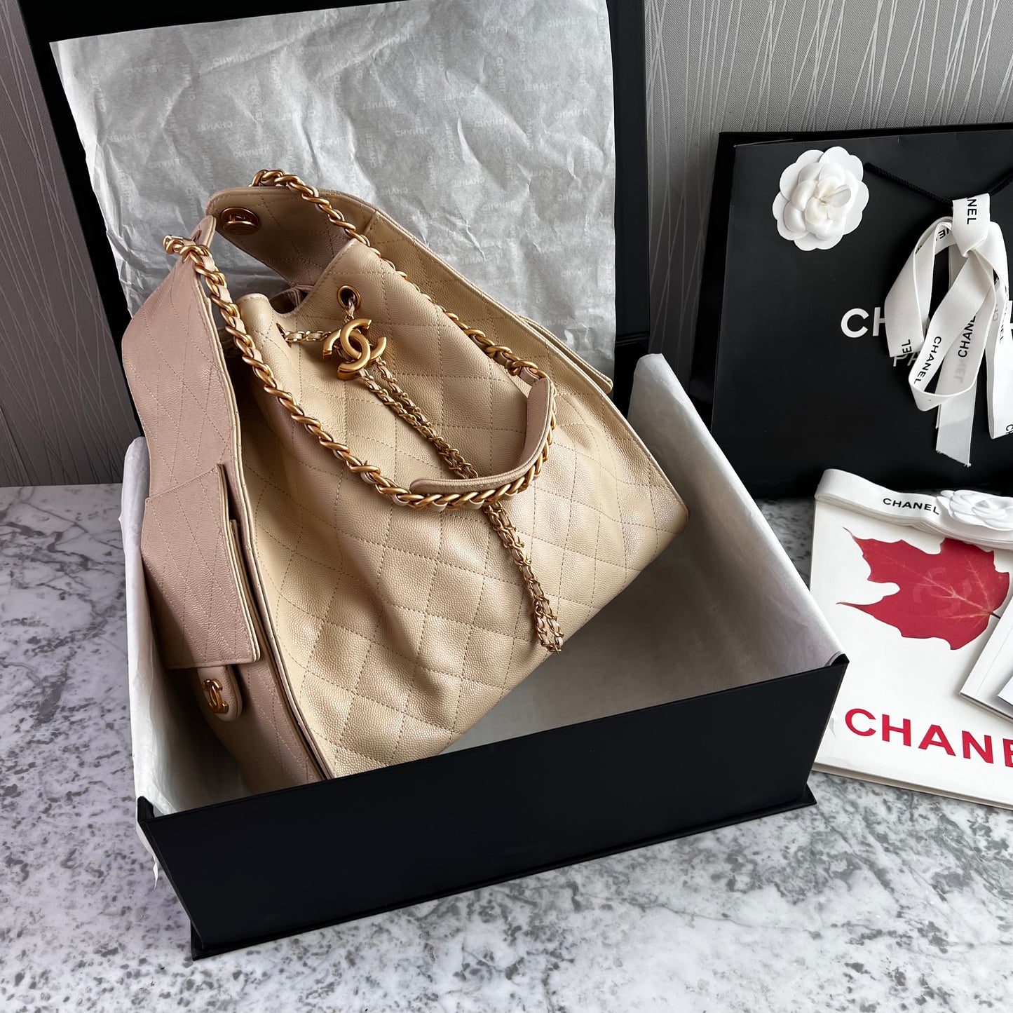 Bolso C 2-5 piel granulada color beige