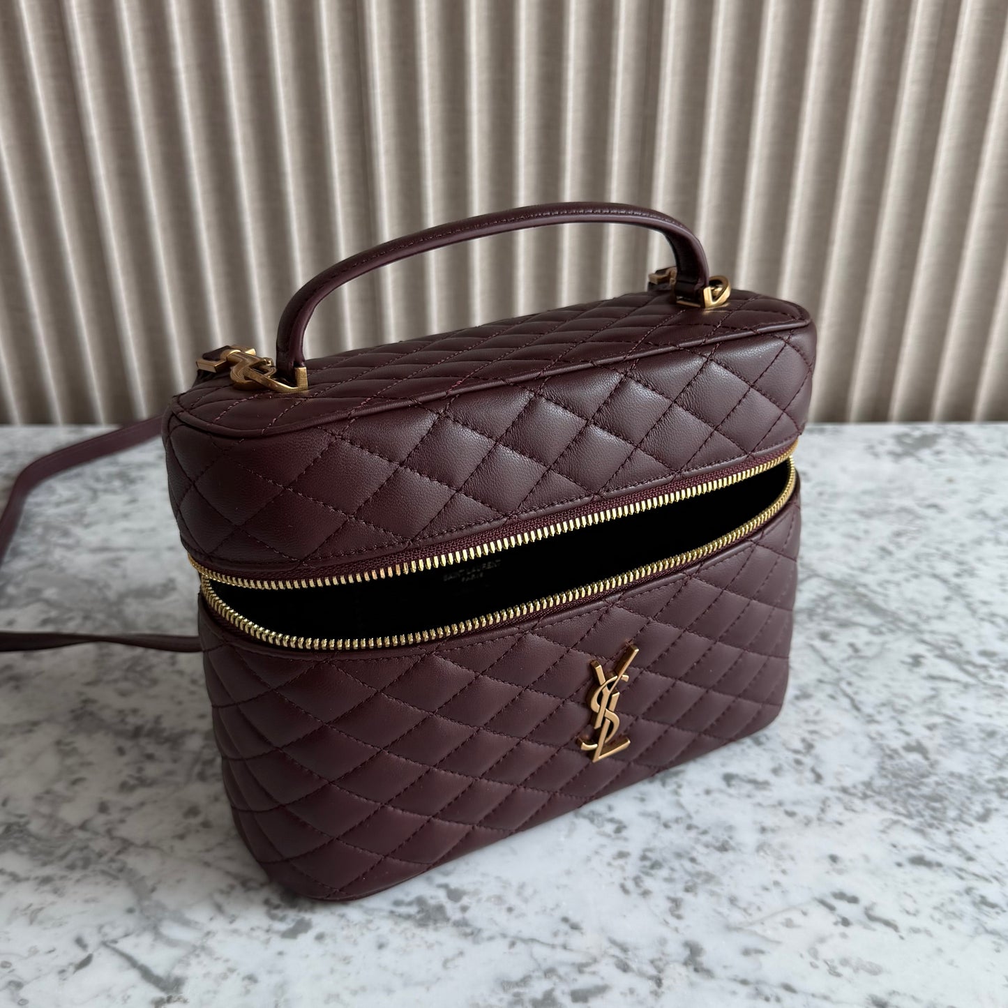 Bolso Y-SL piel color vino