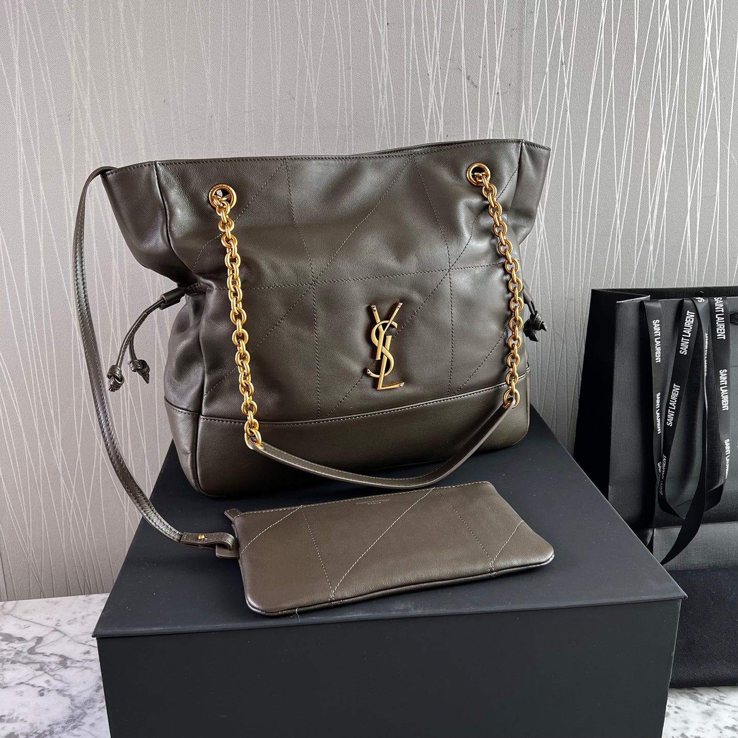 Bolso Y piel color gris