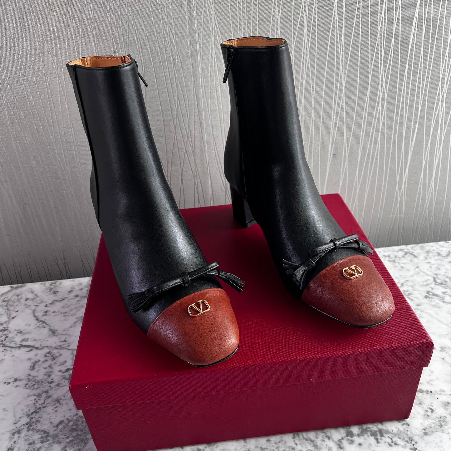 Botas V-alentino piel bicolor