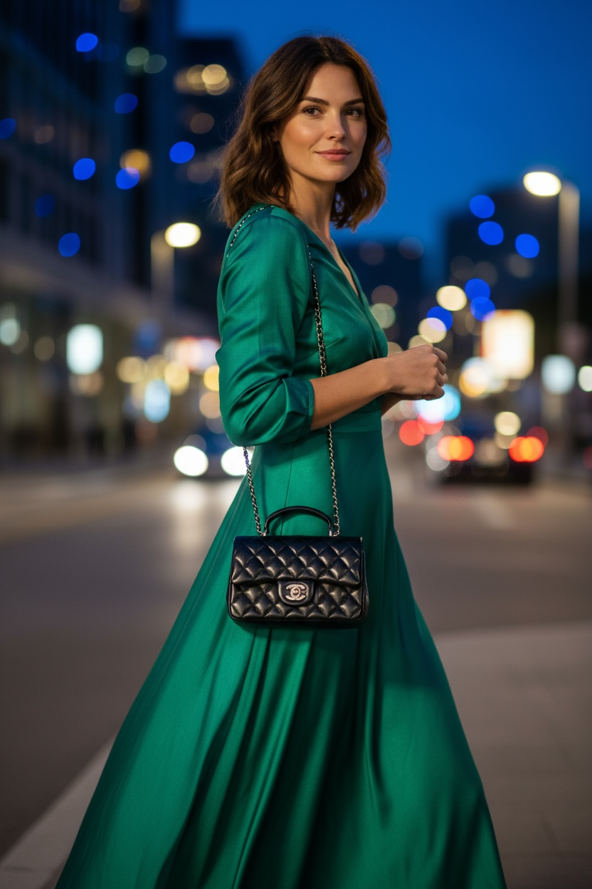 Bolso C-hanel piel color negro