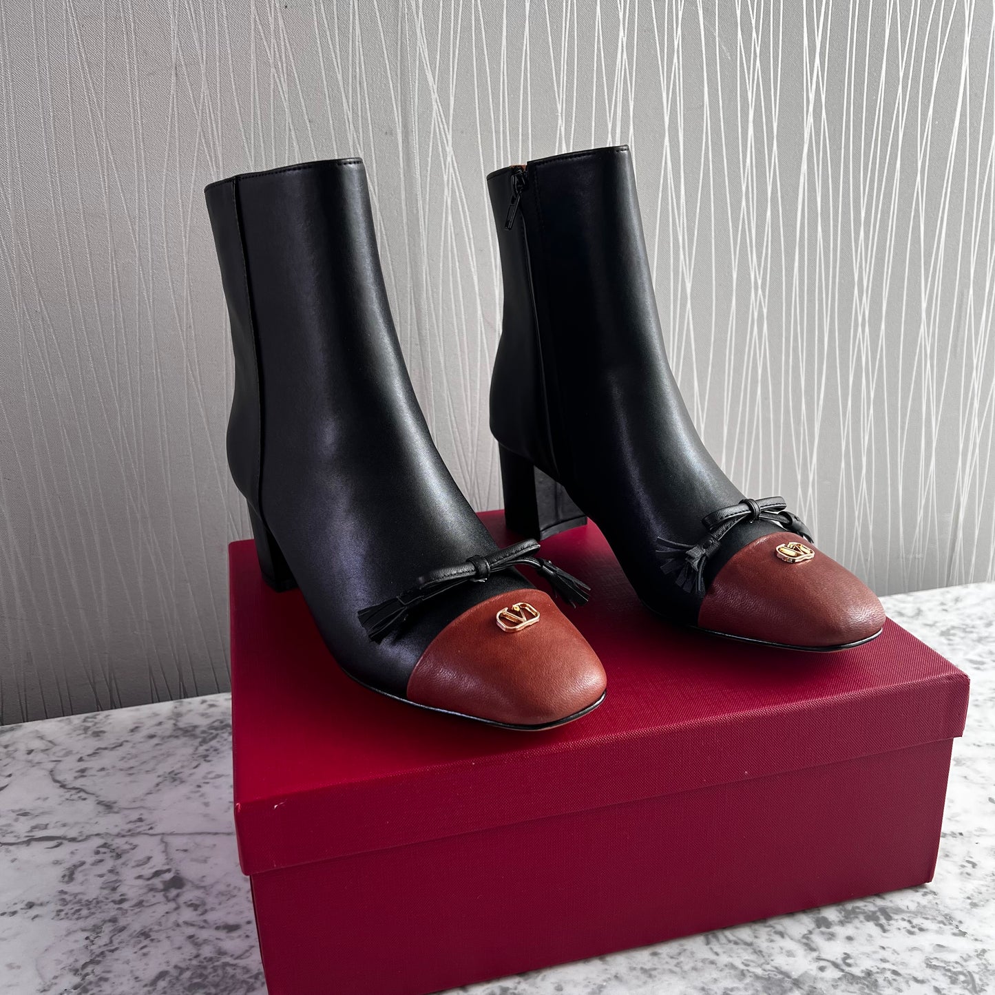 Botas V-alentino piel bicolor