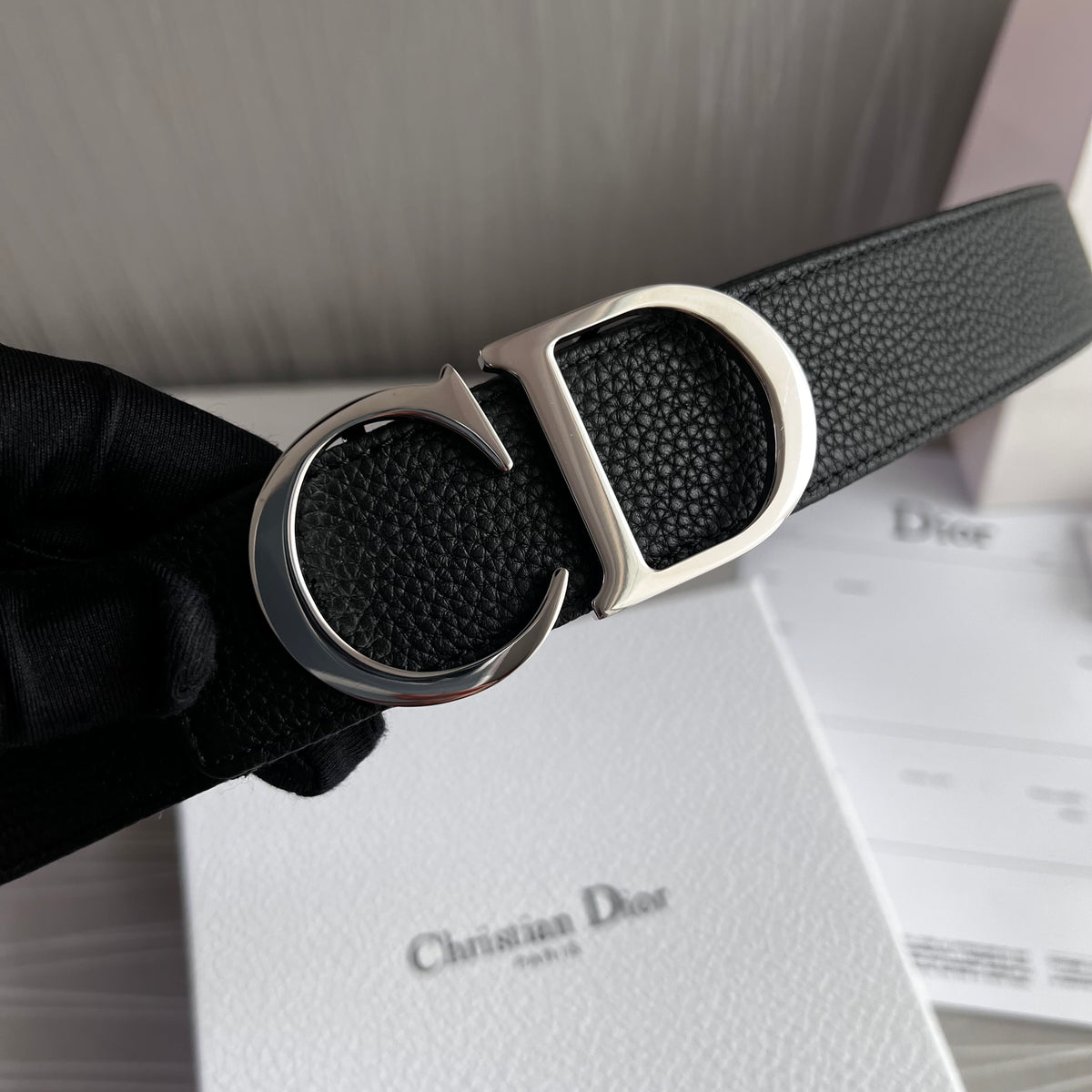 Cinto D-ior piel reversible negro