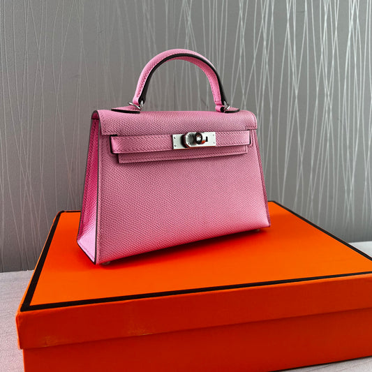 Bolso H piel en color rosa