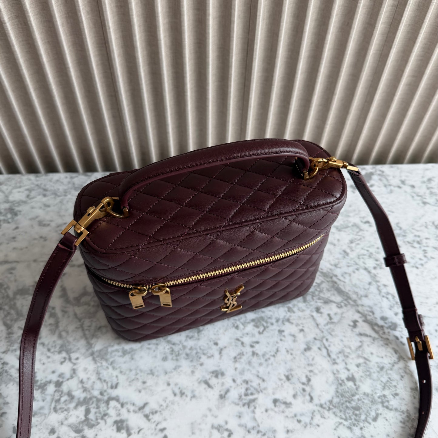 Bolso Y-SL piel color vino