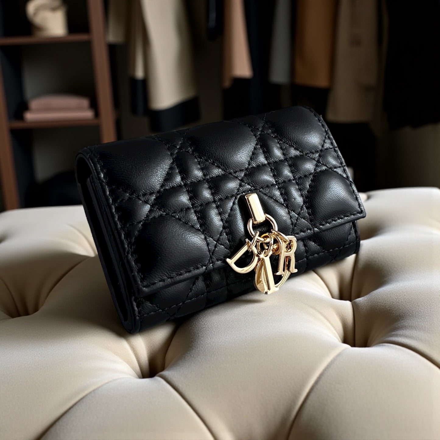 Cartera D-ior piel color negro