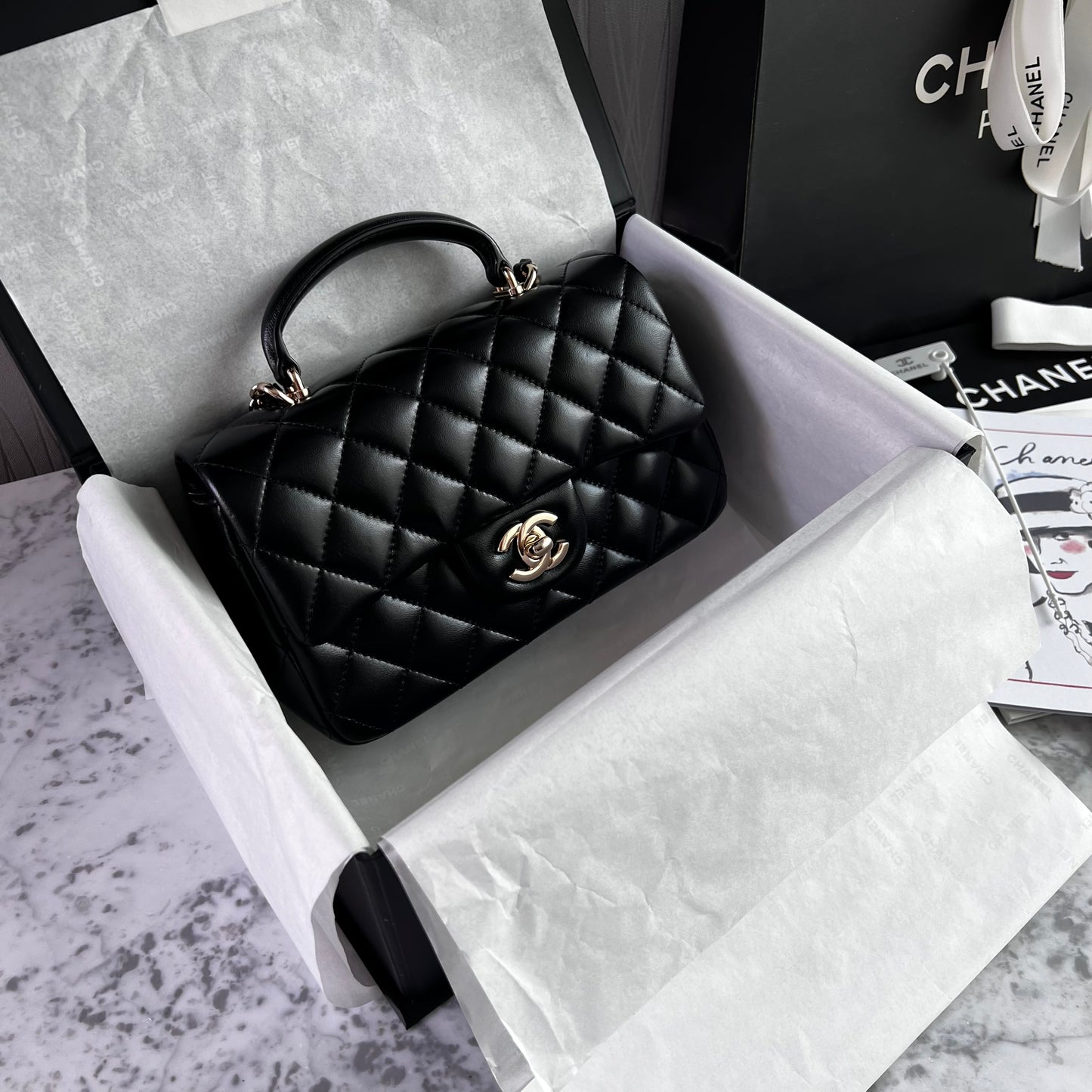 Bolso C-hanel piel color negro