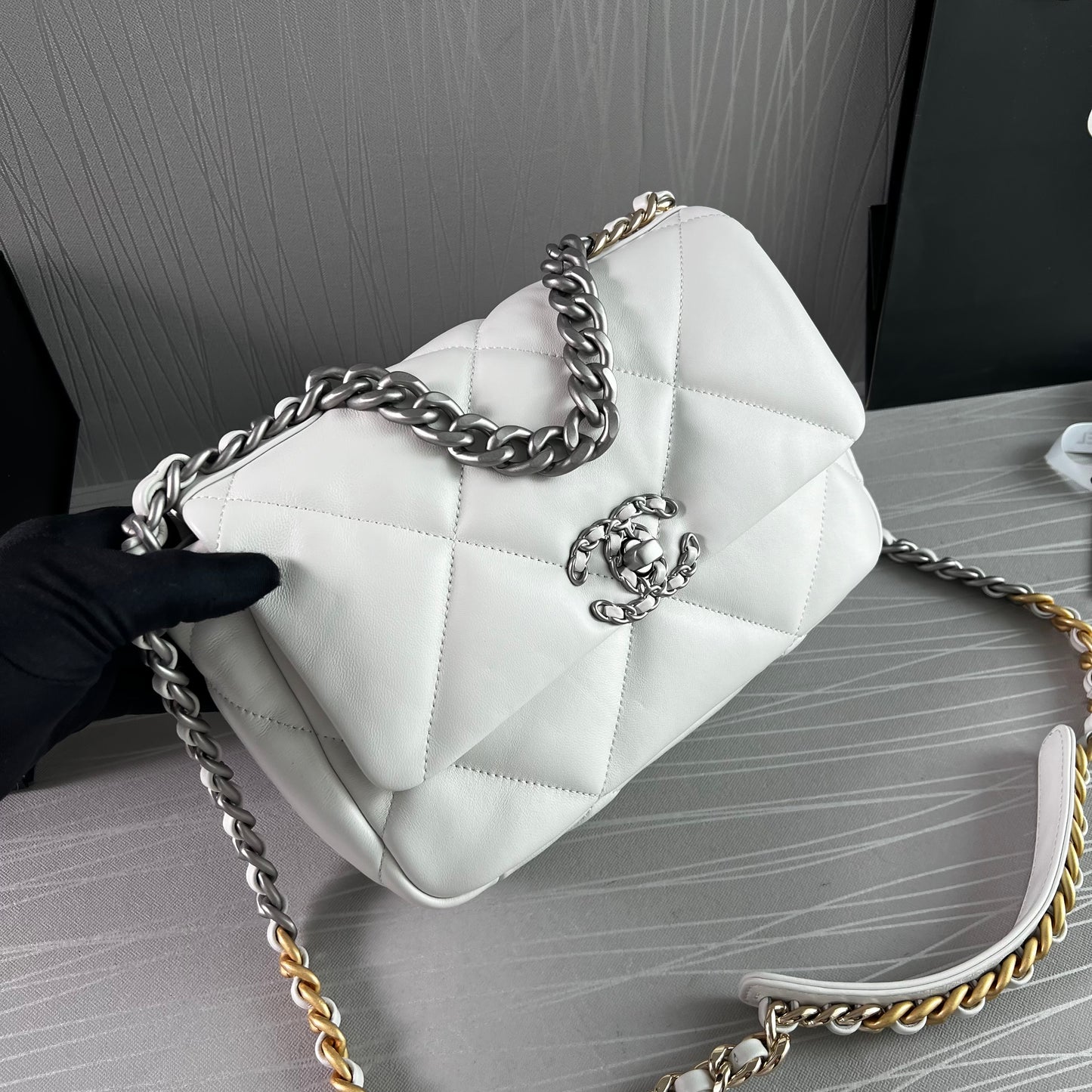 Bolso C piel color blanco