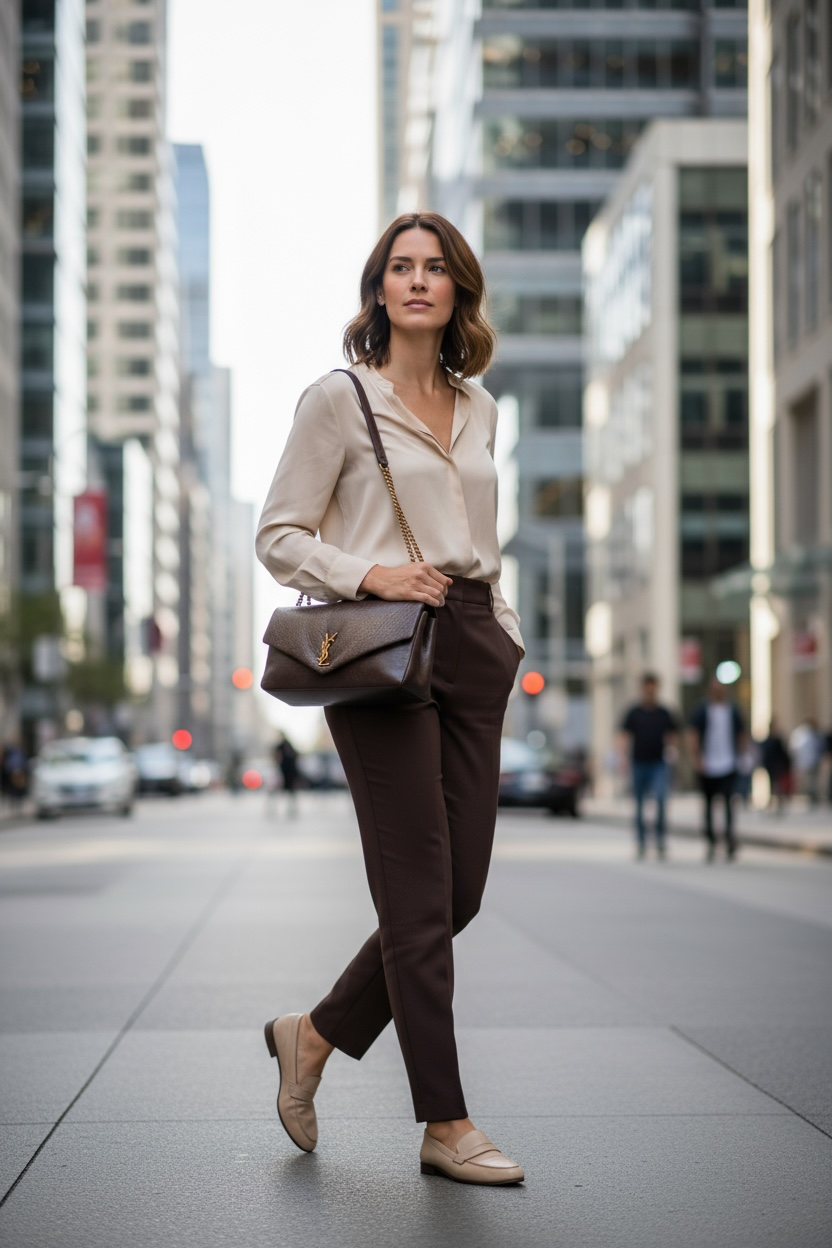 Bolso Y piel color café