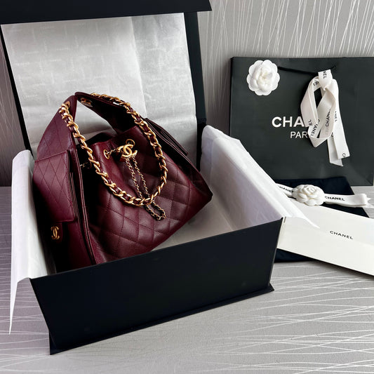 Bolso C 2-5 piel granulada color burdeos