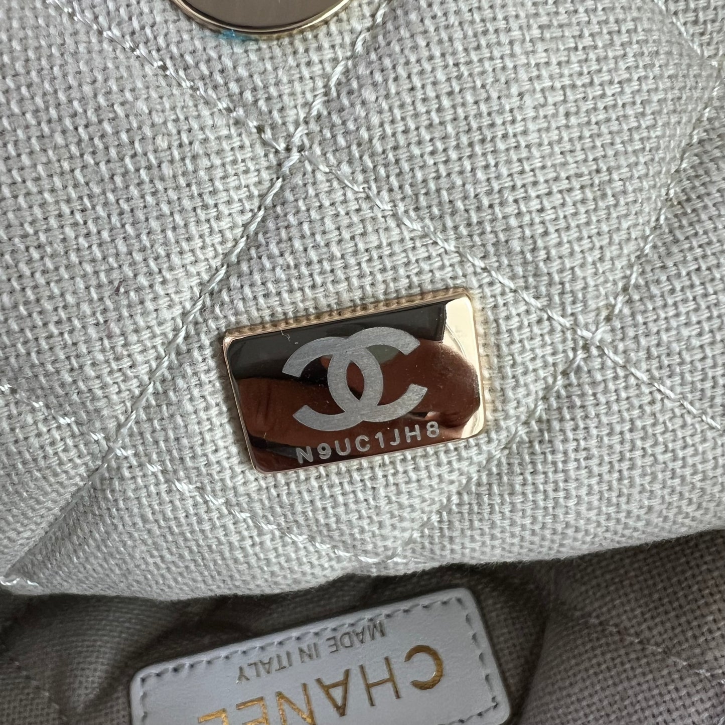 Bolso C algodón natural tejido y piel