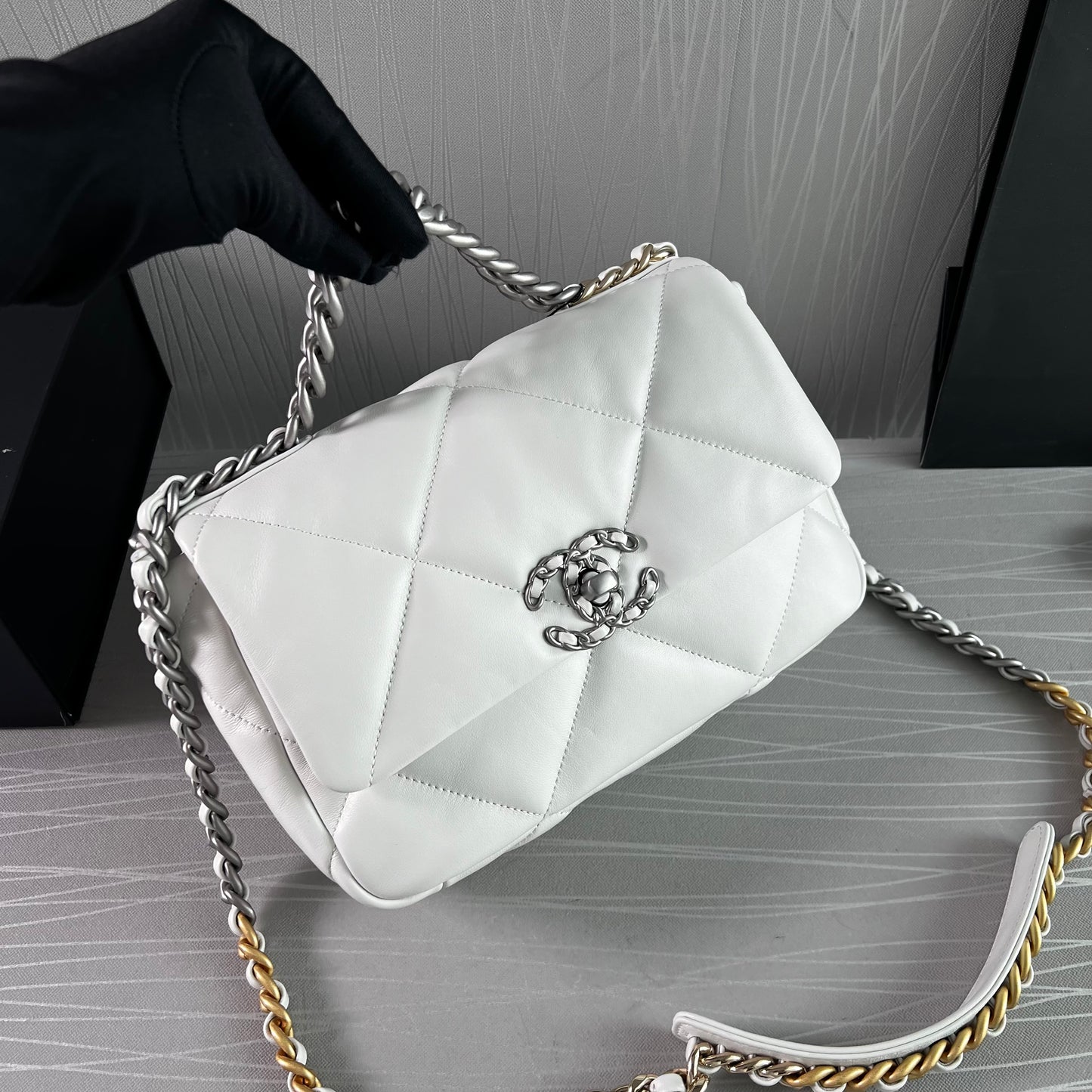 Bolso C piel color blanco