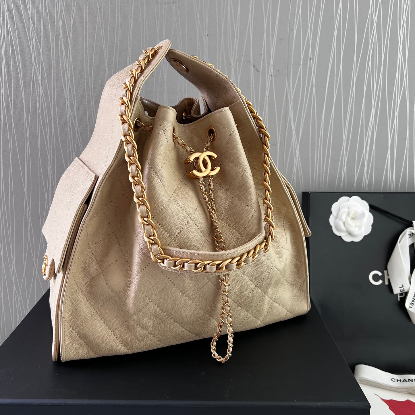 Bolso C 2-5 piel granulada color beige