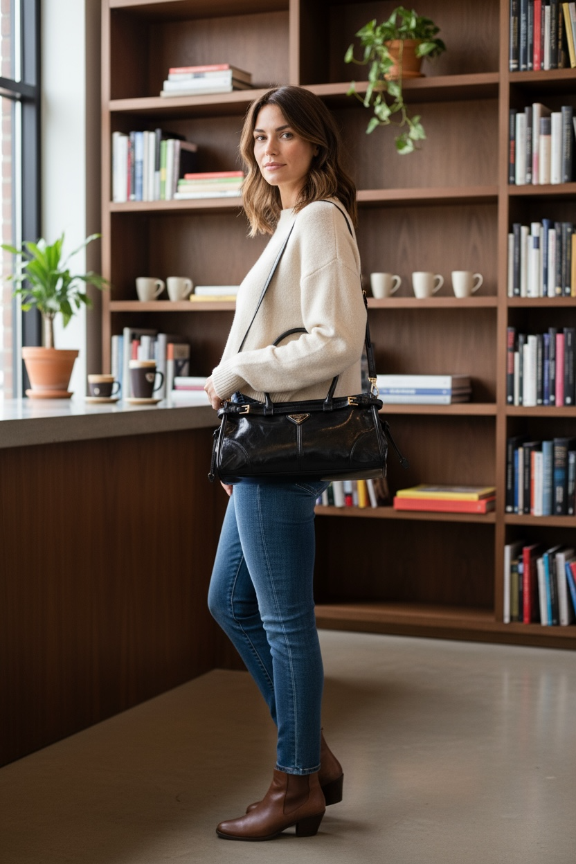 Bolso P-rada piel color negro