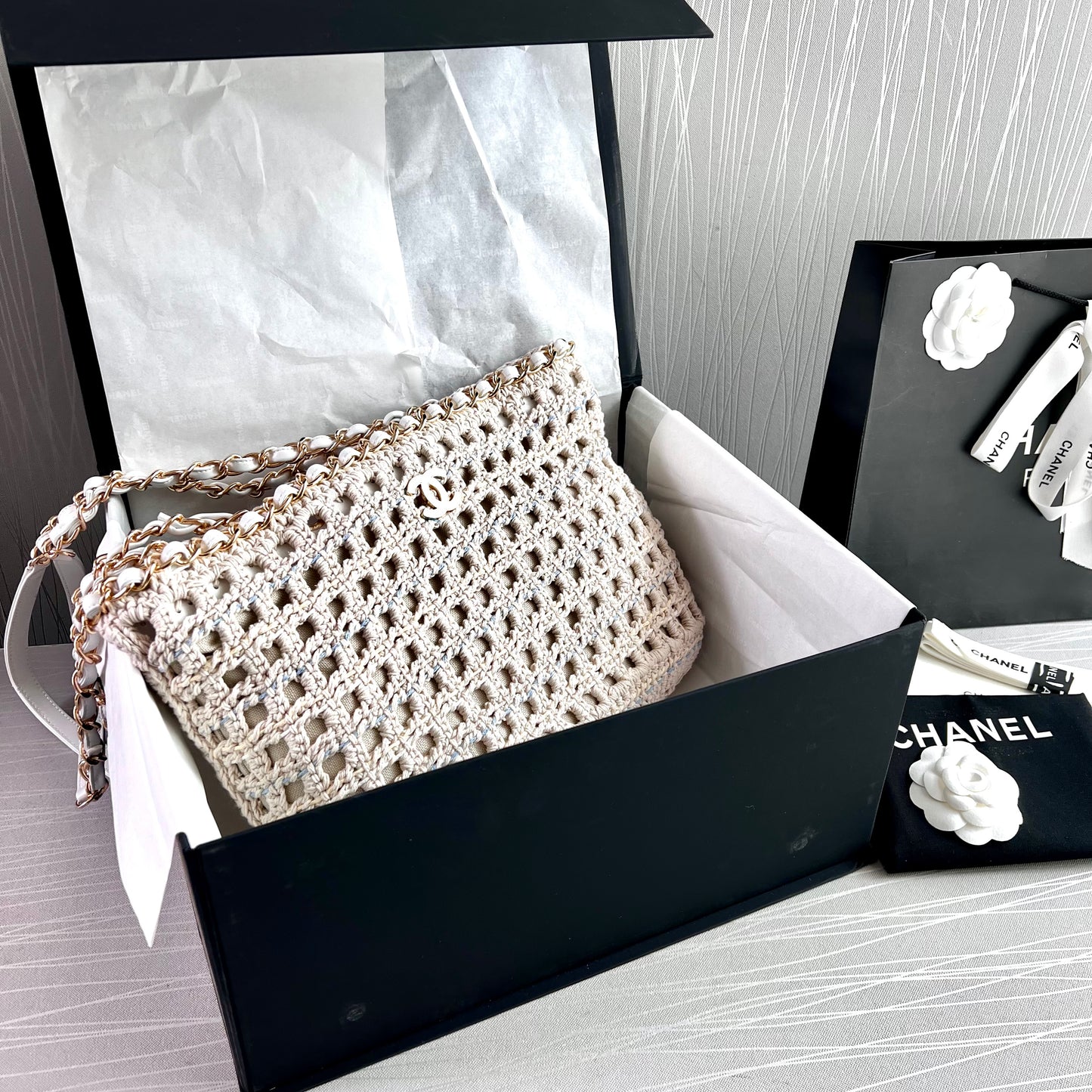 Bolso C algodón natural tejido y piel