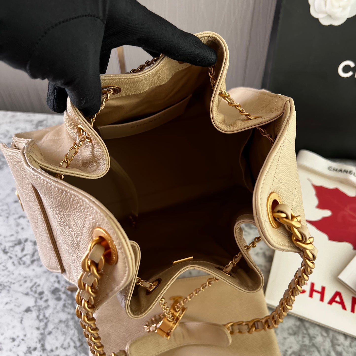 Bolso C 2-5 piel granulada color beige