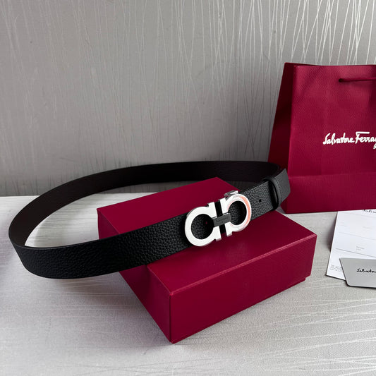 Cinto F-erragamo piel dos vistas café y negro