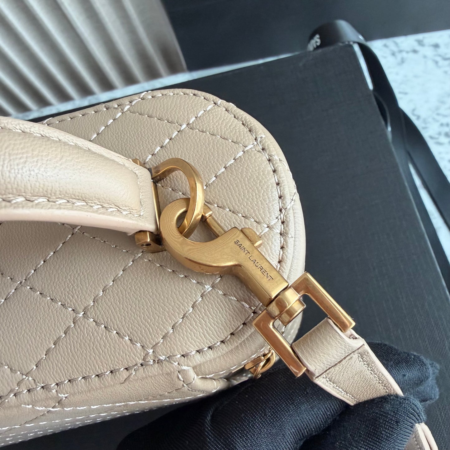 Bolso Y-sl piel color beige