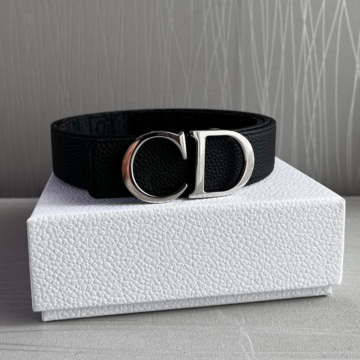 Cinto D-ior piel reversible negro