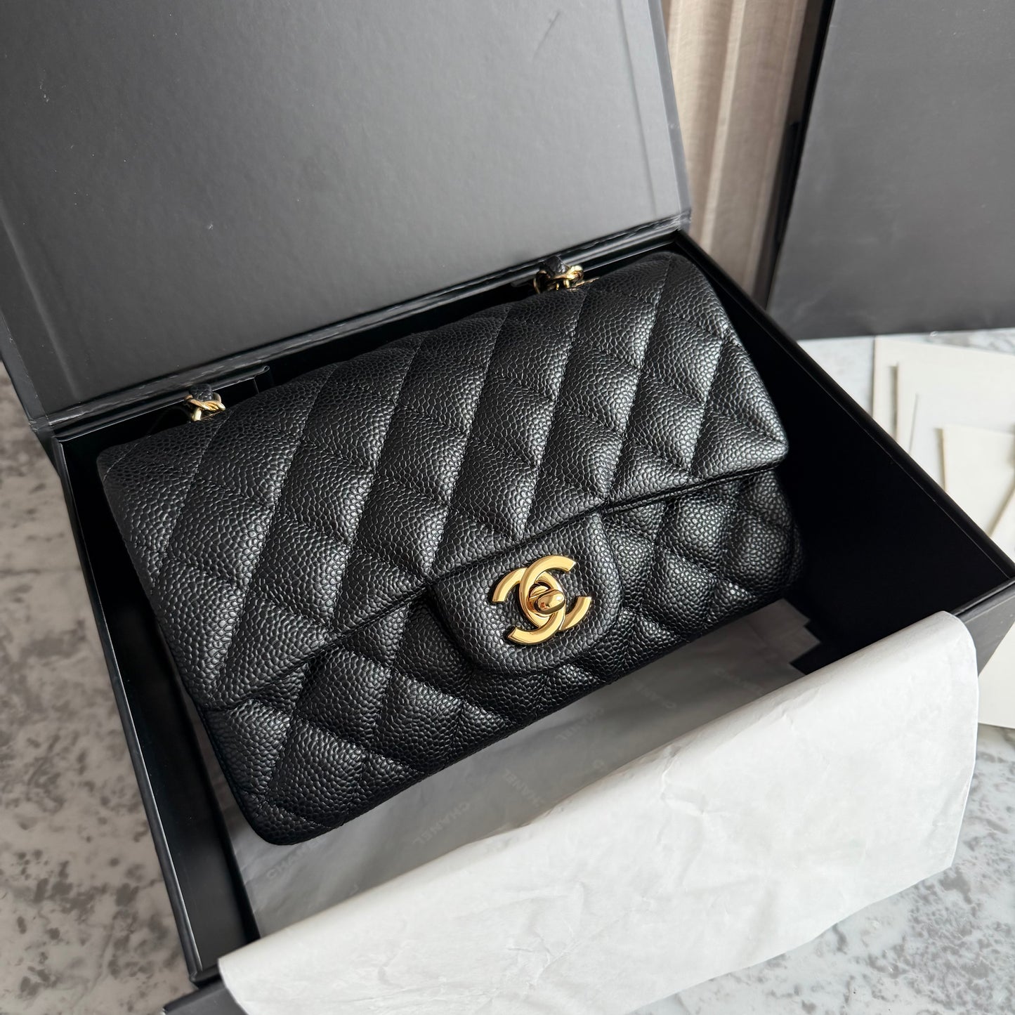 Bolso C-hanel mini piel color negro