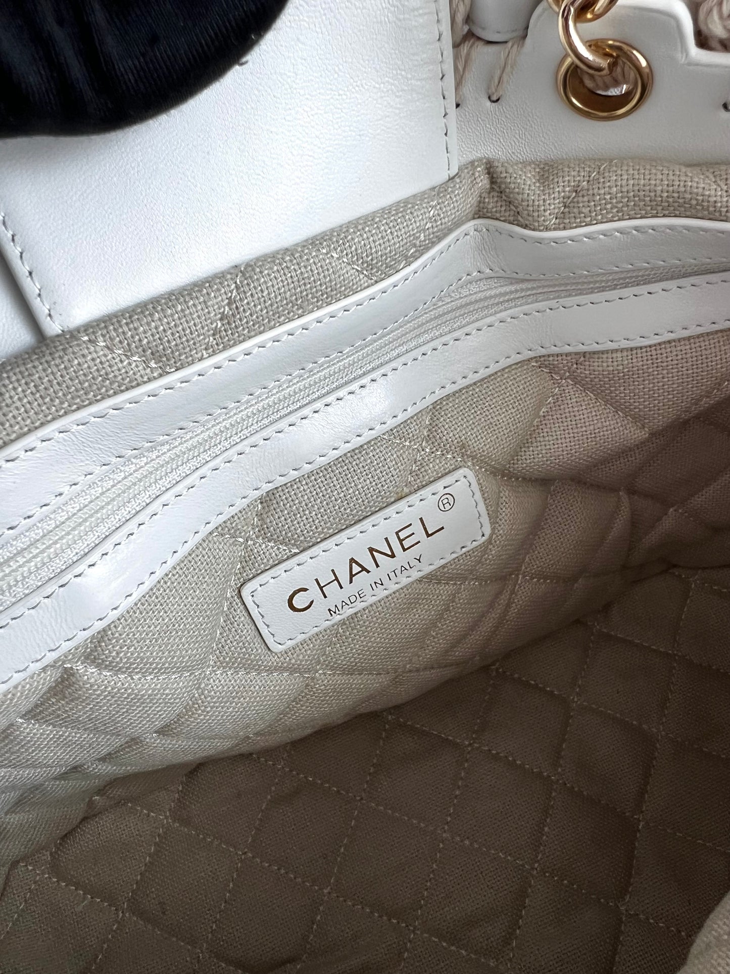 Bolso C algodón natural tejido y piel