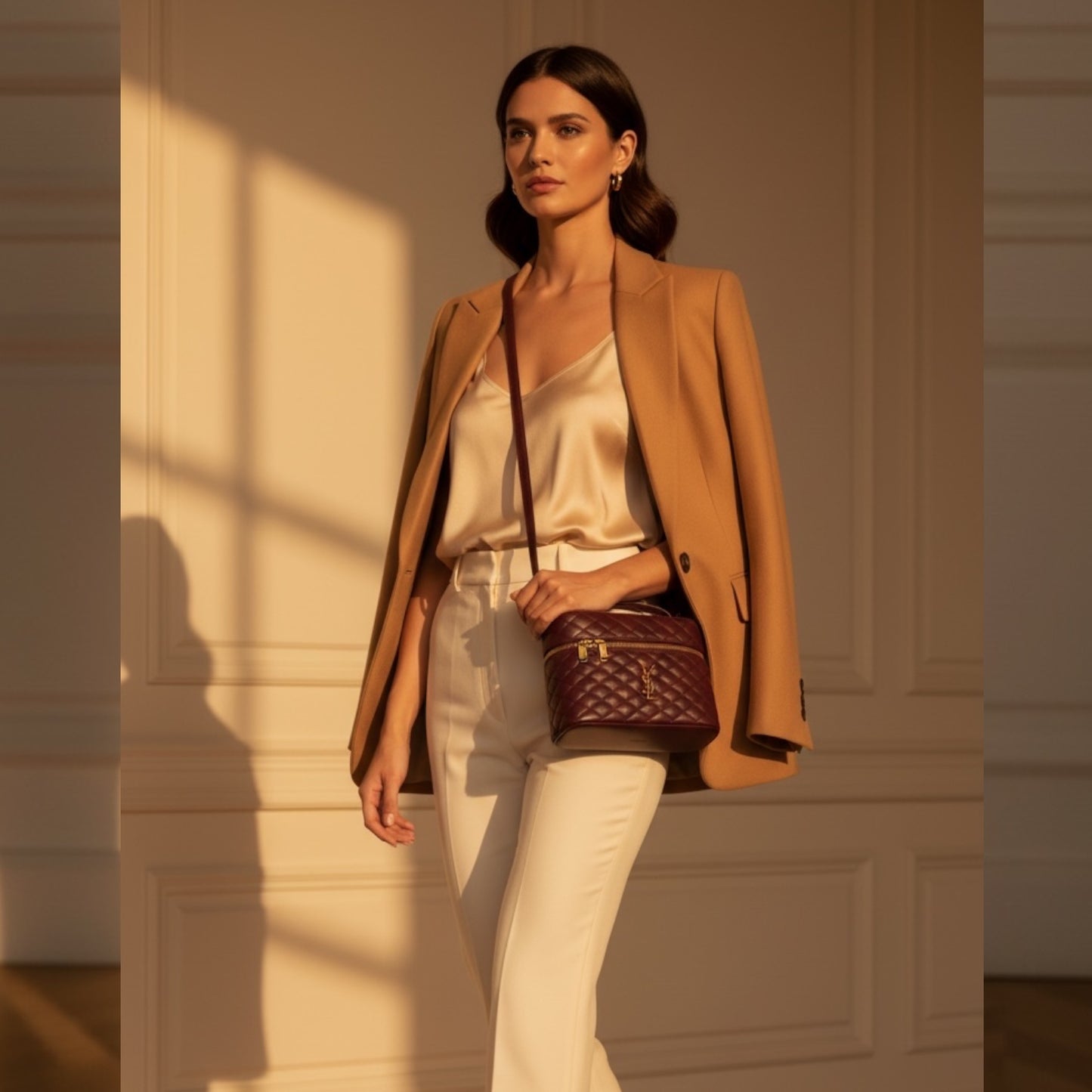 Bolso Y-SL piel color vino