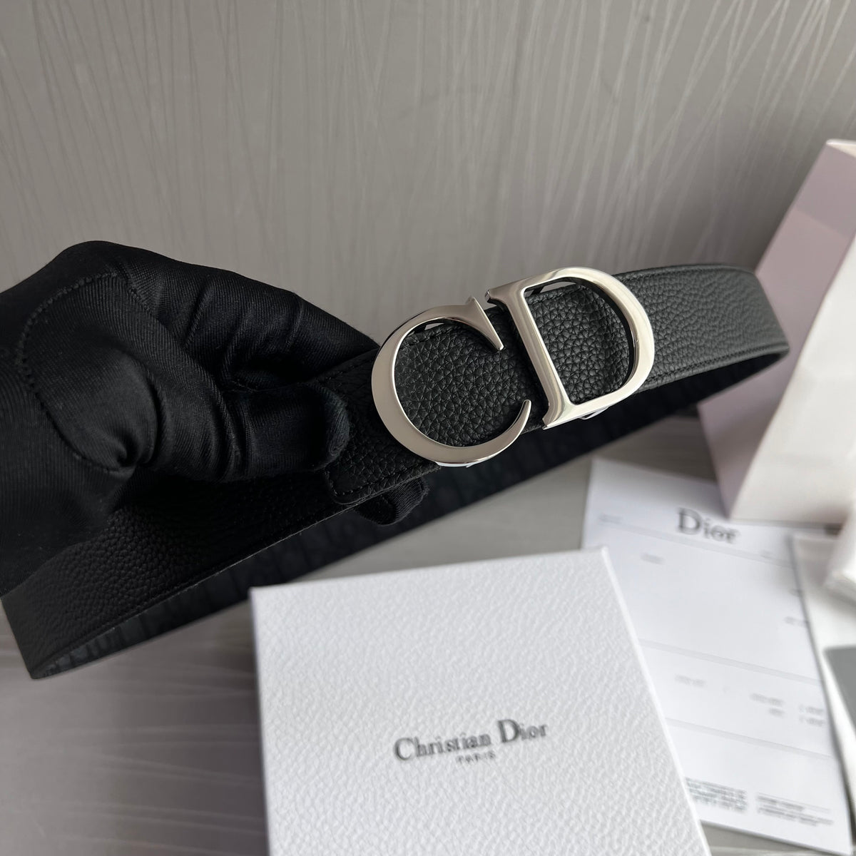 Cinto D-ior piel reversible negro