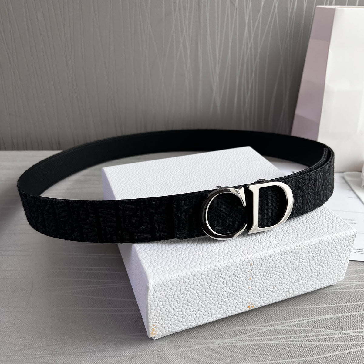 Cinto D-ior piel reversible negro
