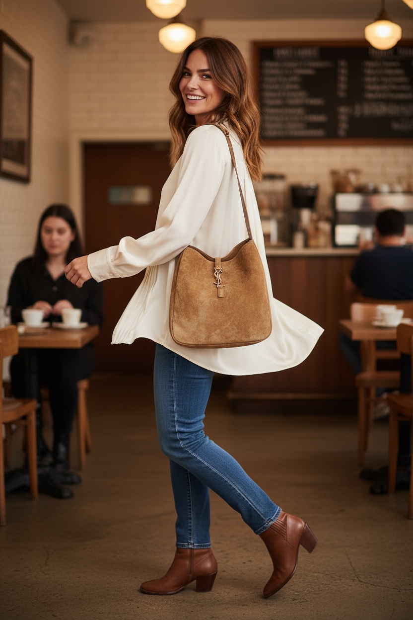 Bolso Y en Ante color caramelo