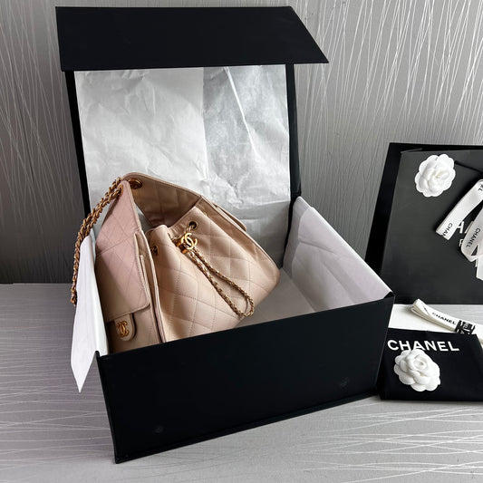 Bolso C piel granulada  color beige