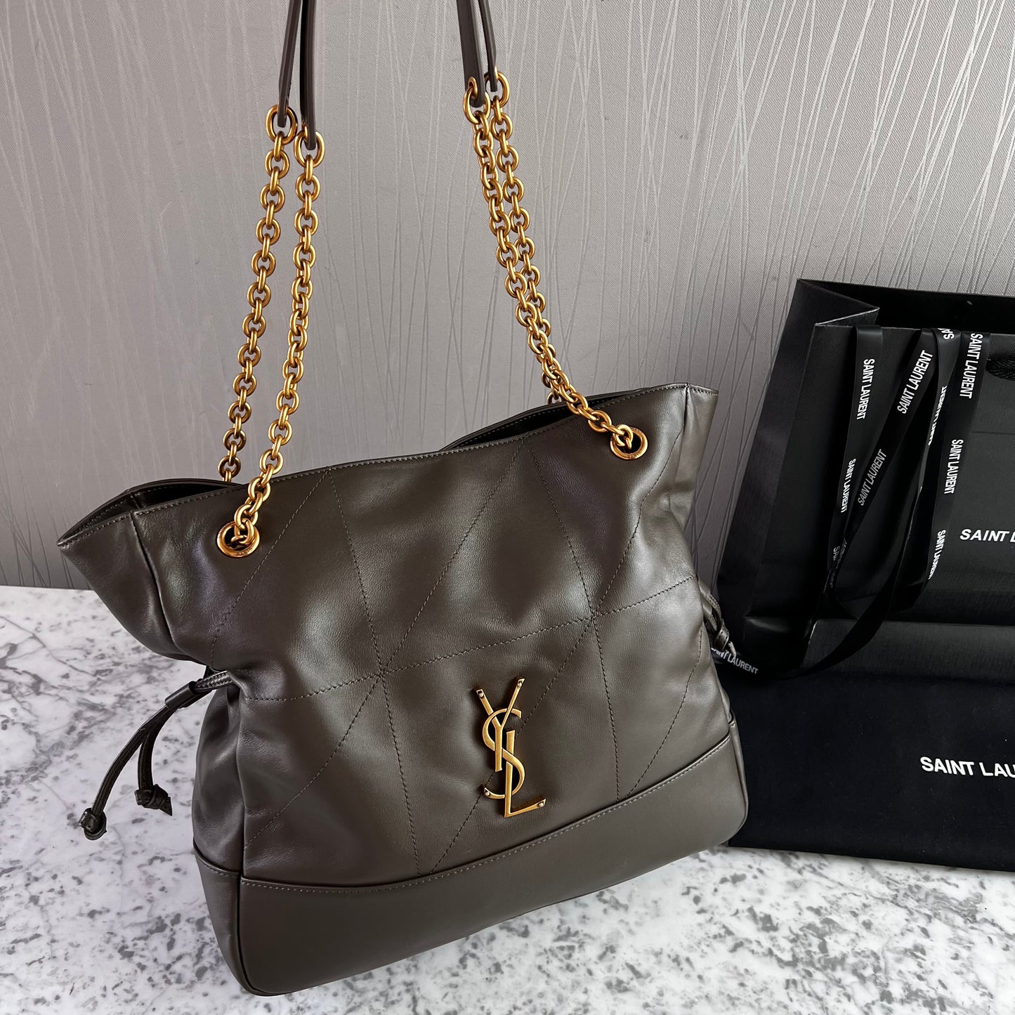 Bolso Y piel color gris