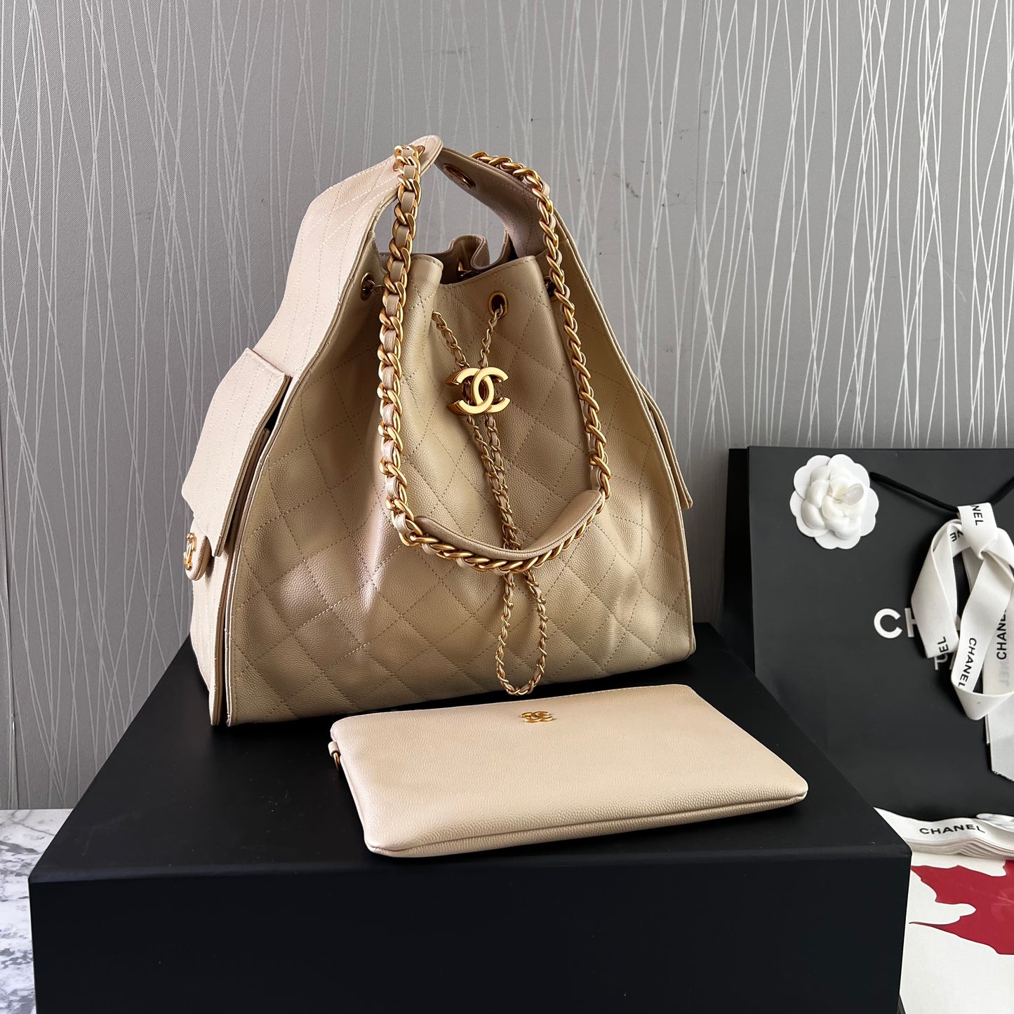 Bolso C 2-5 piel granulada color beige