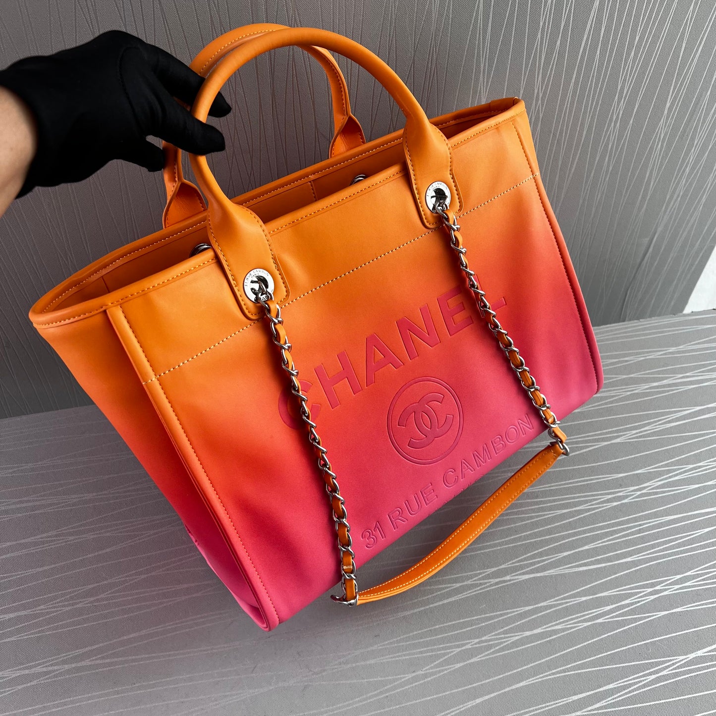 Bolso C Tote color naranja bicolor