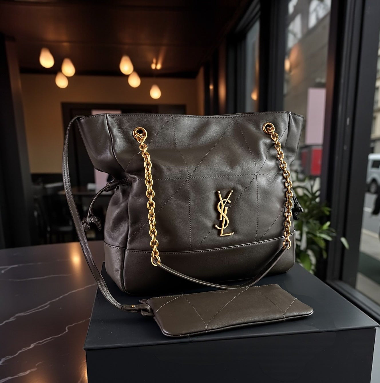 Bolso Y piel color gris