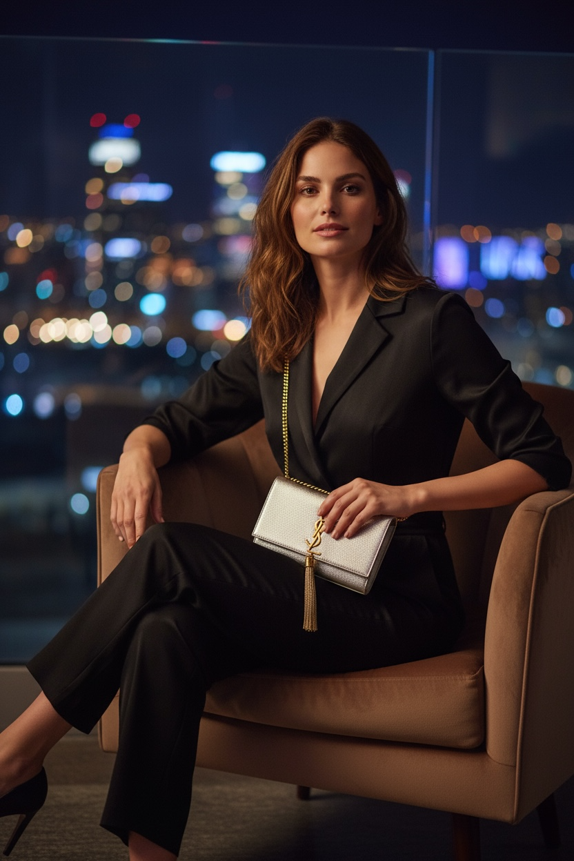 Bolso Y piel metalizada color dorado con borla