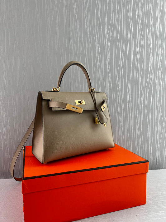 Bolso H piel en color beige