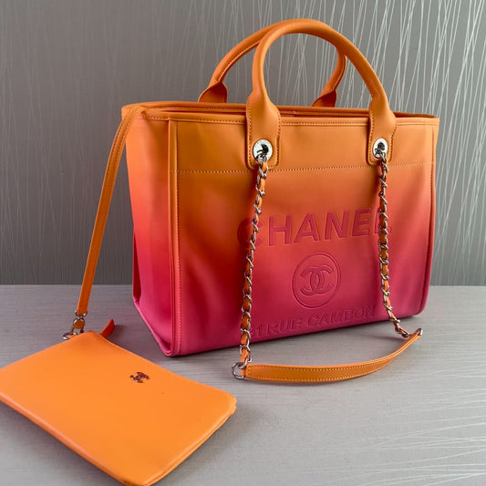 Bolso C Tote color naranja bicolor