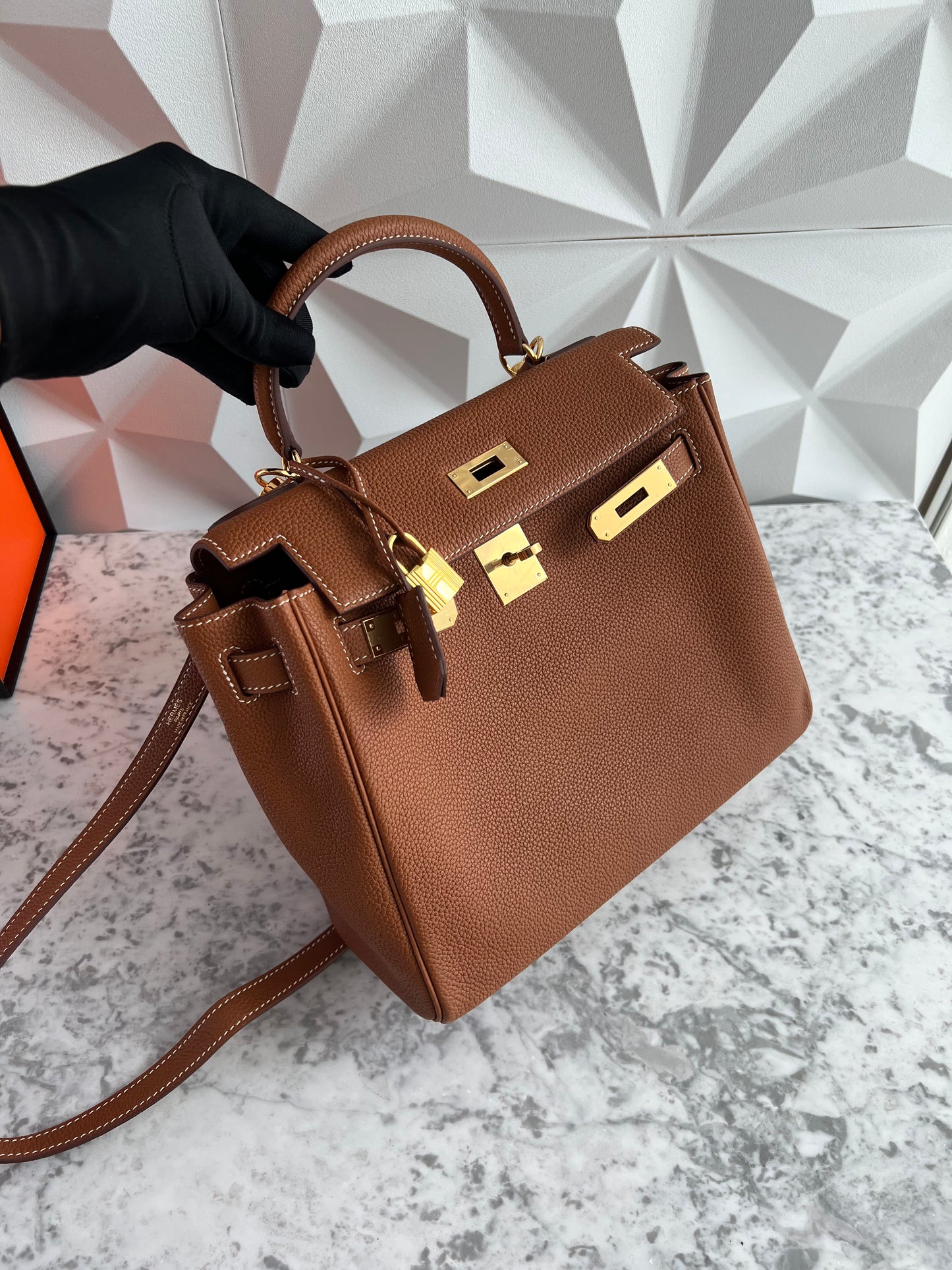 Bolso H piel color camel